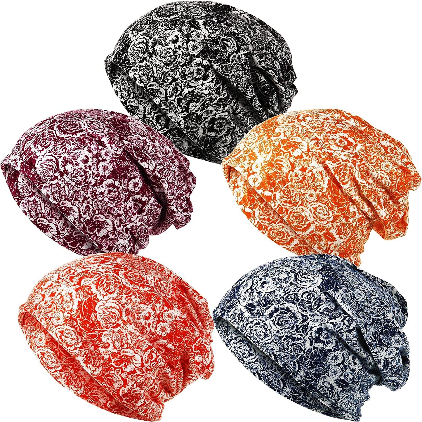 SATINIOR 5 Pieces Women'S Slouchy Beanie Hat Baggy Skull Sleep Cap Turban Headwear Apparel & Accessories > Clothing Accessories > Headwear SATINIOR Paisley Style  
