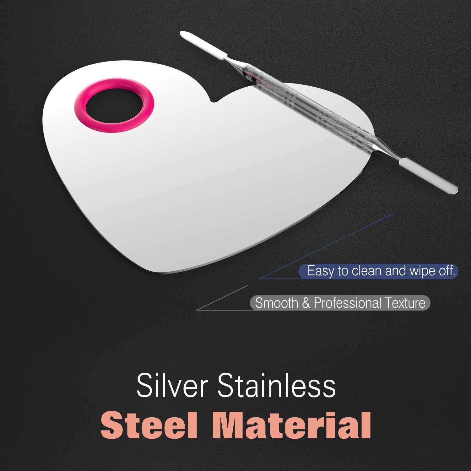 Luxspire Professional Makeup Palette Stainless Steel Heart Cosmetics Foundation Nail-Art Mixing Blending Make up Tools with Spatula for Eye Shadow, Eyelash, Lipsticks, Nail Art Health & Beauty > Personal Care > Cosmetics > Cosmetic Tools > Makeup Tools Luxspire   