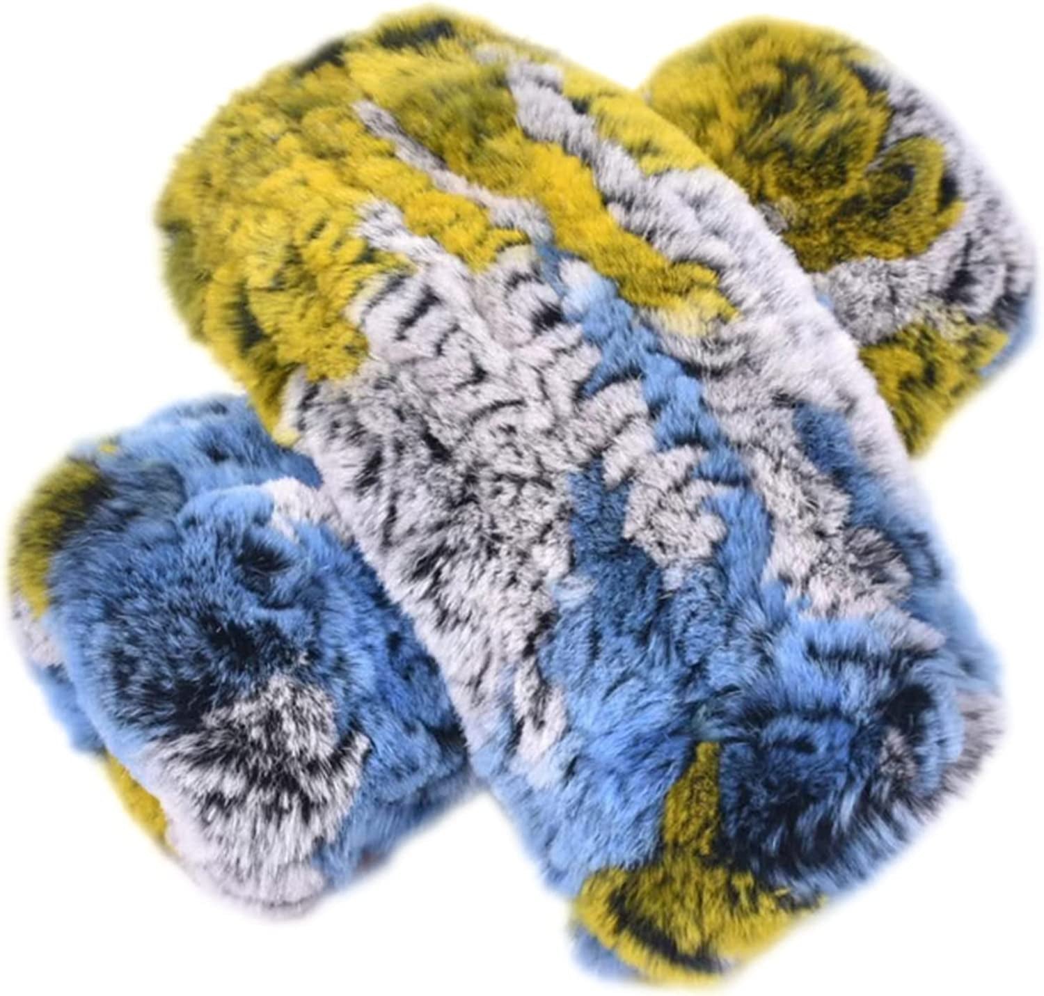 Forssils Real Rabbit Fur Gloves for Women Winter Furry Gloves Mittens Gloves Knitted Fingerless Gloves Apparel & Accessories > Clothing Accessories > Gloves & Mittens Forssils Colourful  