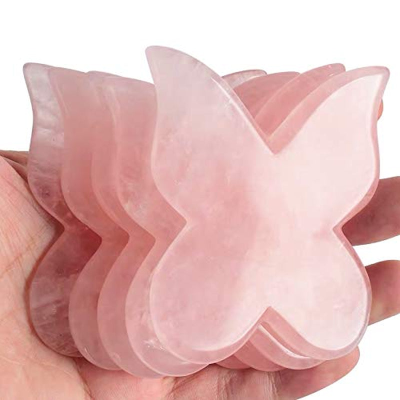 Natural Rose Quartz Jade Gua Sha Butterfly Scraping Massage Tool, Genuine Rose Quartz Healing Gemstone for Facial Lifting and Tightening Massage, Anti-Wrinkles, Anti-Aging, Wrinkles Removal Massage Health & Beauty > Personal Care > Cosmetics > Cosmetic Tools > Skin Care Tools DYStone   