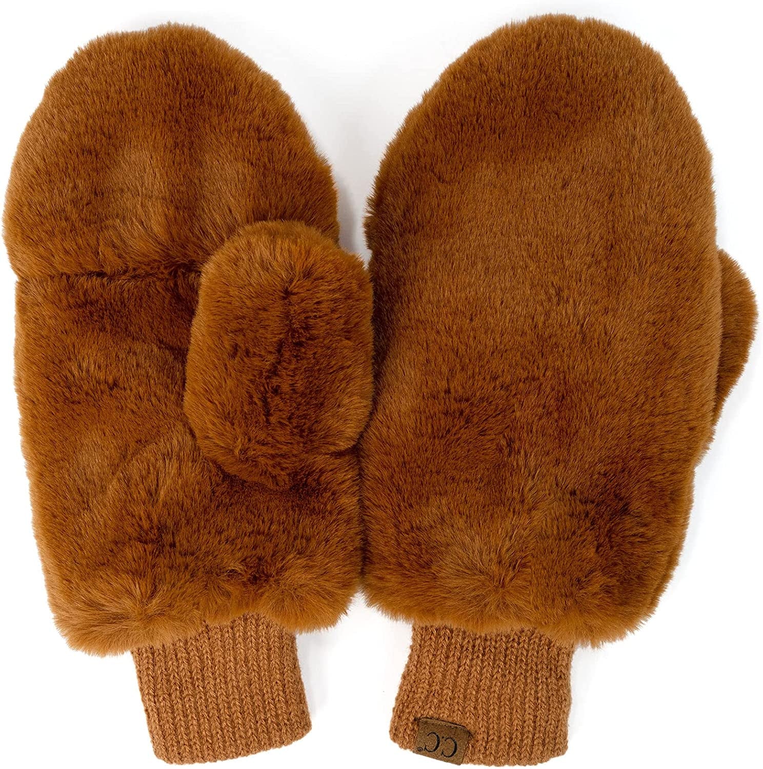 CC Soft Faux Fur Fuzzy Lined Flip up down Top Fingerless Mitten Gloves Apparel & Accessories > Clothing Accessories > Gloves & Mittens C.C Solid Coffee  