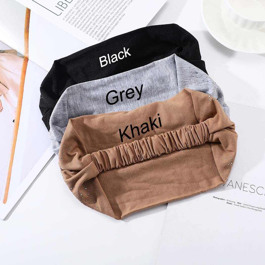 CAKURE Crystal Wide Headbands Rhinestone Bling Head Bands Sparkle Head Scarf Turban Headband Elastic African Head Wraps Sport Hair Bands for Women and Girls Pack of 3 (Set 2) Apparel & Accessories > Clothing Accessories > Bandanas & Headties CAKURE   