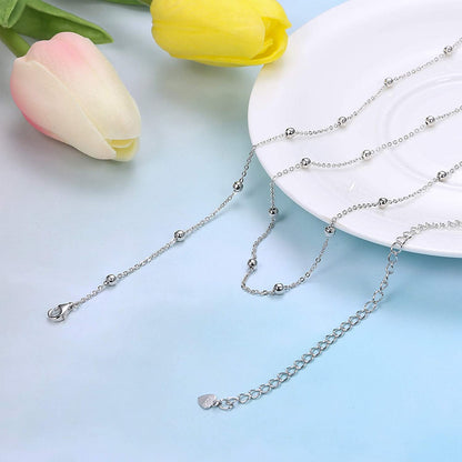 Sllaiss 925 Sterling Silver Beach Body Waist Chain Minimalist Beach Body Belt Chain Beaded Belly Chain for Women Body Jewelry Apparel & Accessories > Jewelry > Body Jewelry Sllaiss   