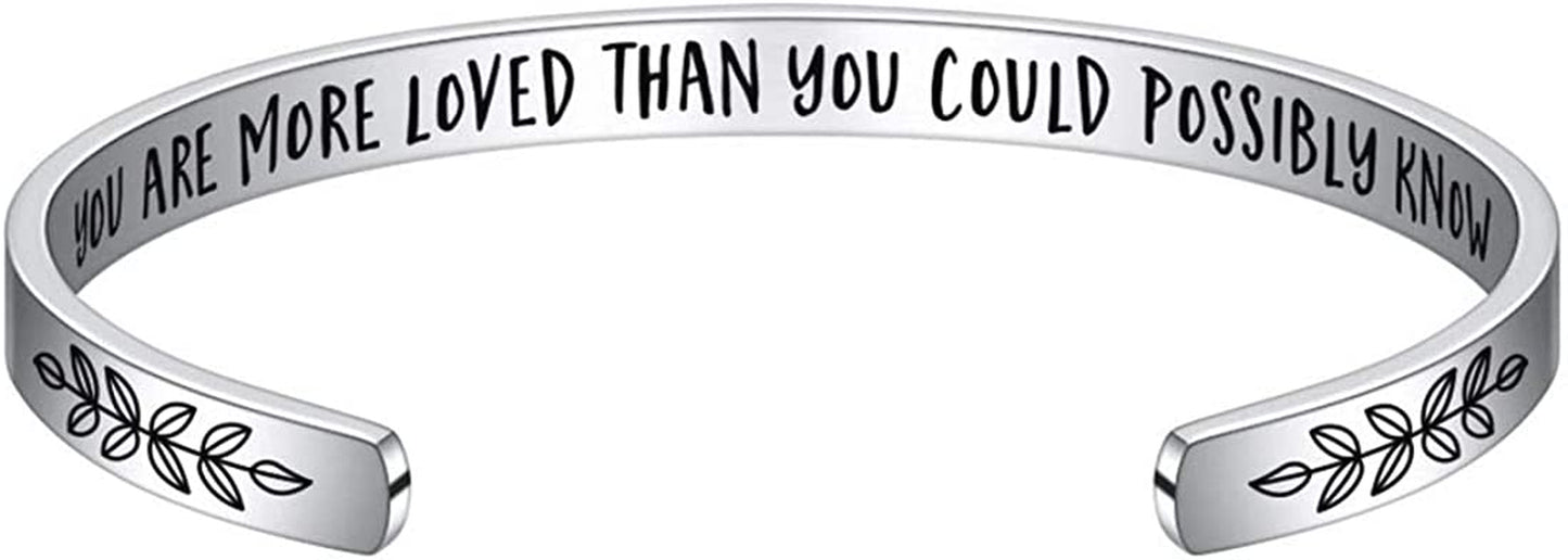 M MOOHAM Bracelets for Women- Engraved Quote Inspirational Bracelet Birthday Christmas Funny Gifts for Best Friend, Daughter, Son, Sister, Niece, Mom, Coworkers, Stainless Steel Jewelry Apparel & Accessories > Jewelry > Bracelets M MOOHAM Family-You are more loved than you could possibly know  