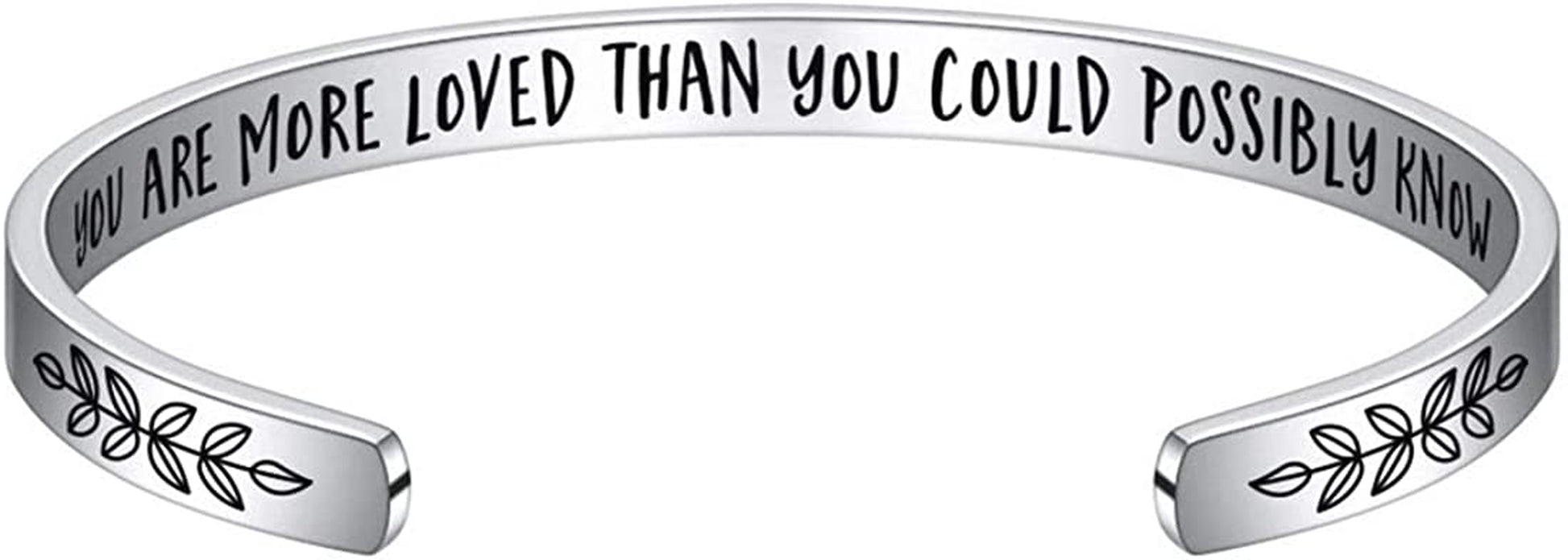 M MOOHAM Bracelets for Women- Engraved Quote Inspirational Bracelet Birthday Christmas Funny Gifts for Best Friend, Daughter, Son, Sister, Niece, Mom, Coworkers, Stainless Steel Jewelry Apparel & Accessories > Jewelry > Bracelets M MOOHAM Family-You are more loved than you could possibly know  