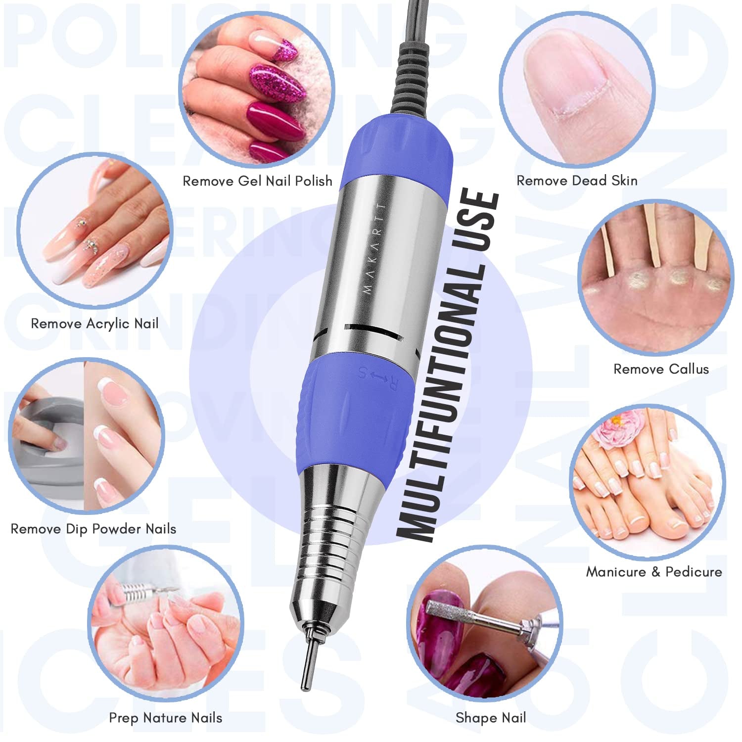 Makartt Nail Drill Electric Nail File JD700 Nail Drills for Acrylic Nails Professional 30000RPM Manicure Tools Nail Stuff Acrylic Nail Drill for Nail Dip Kit Acrylic Powder Poly Nail Gel B-01 Health & Beauty > Personal Care > Cosmetics > Cosmetic Tools > Nail Tools Makartt   