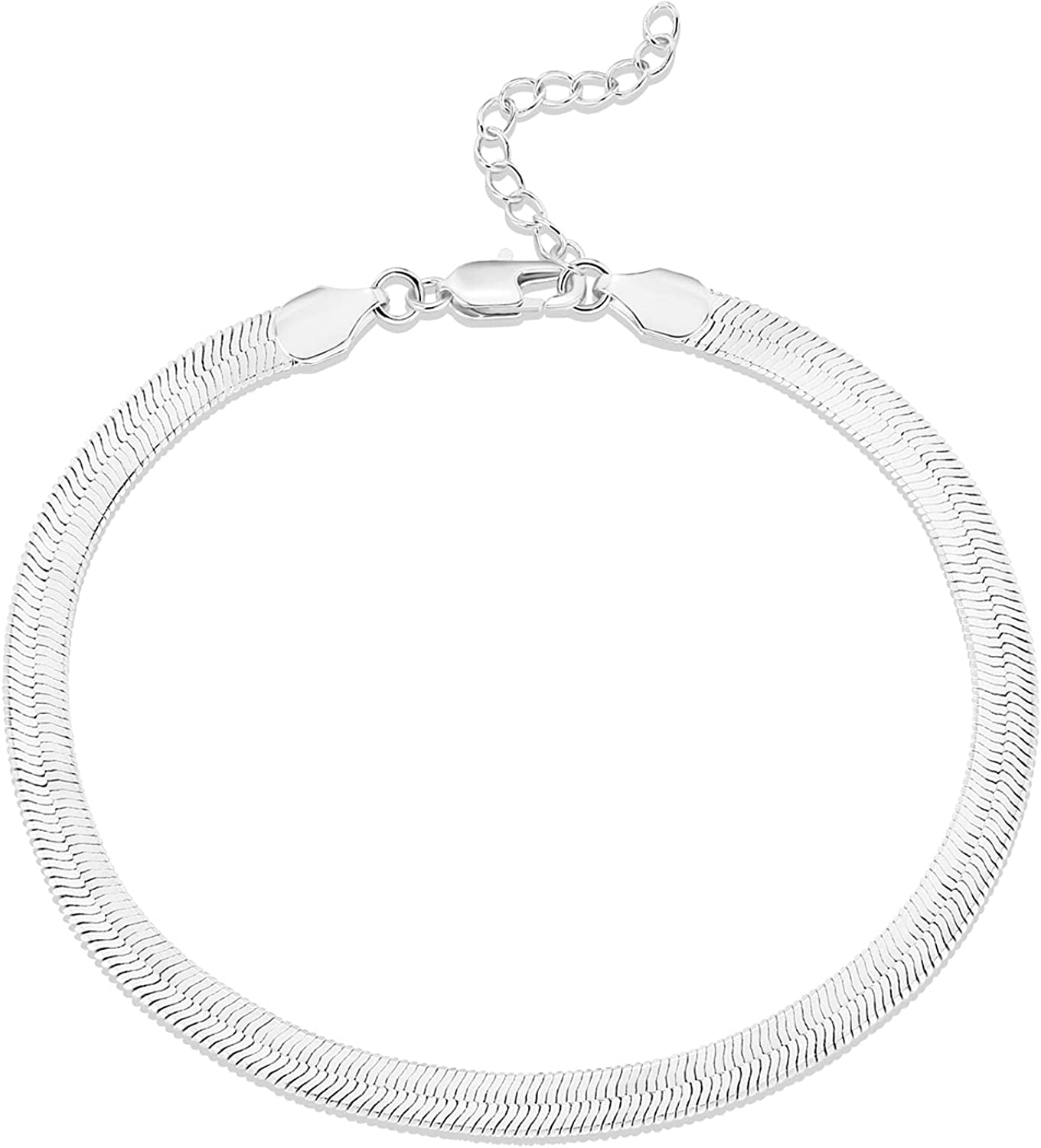 PAVOI 14K Gold Plated Charm Link Flat Gold Anklets for Women Apparel & Accessories > Jewelry > Anklets PAVOI Snake-L white plated 