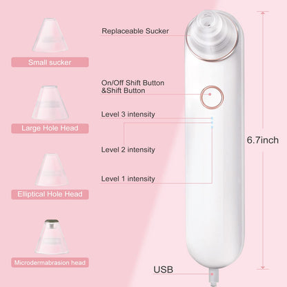 Blackhead Remover Pore Vacuum,Acne Remover,Comedone Whitehead Extractor Tool-3 Suction Power,4Probes,Usb Rechargeable Blackhead Vacuum Kit for Women & Men Health & Beauty > Personal Care > Cosmetics > Cosmetic Tools > Skin Care Tools eulumap   