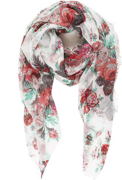 Scarf for Women Lightweight Floral Flower Scarves for Spring Spring Fall Winter Shawl Wrap Apparel & Accessories > Clothing Accessories > Scarves & Shawls MELIFLUOS DESIGNED IN SPAIN Barcelona Collections 13 - White Flower  