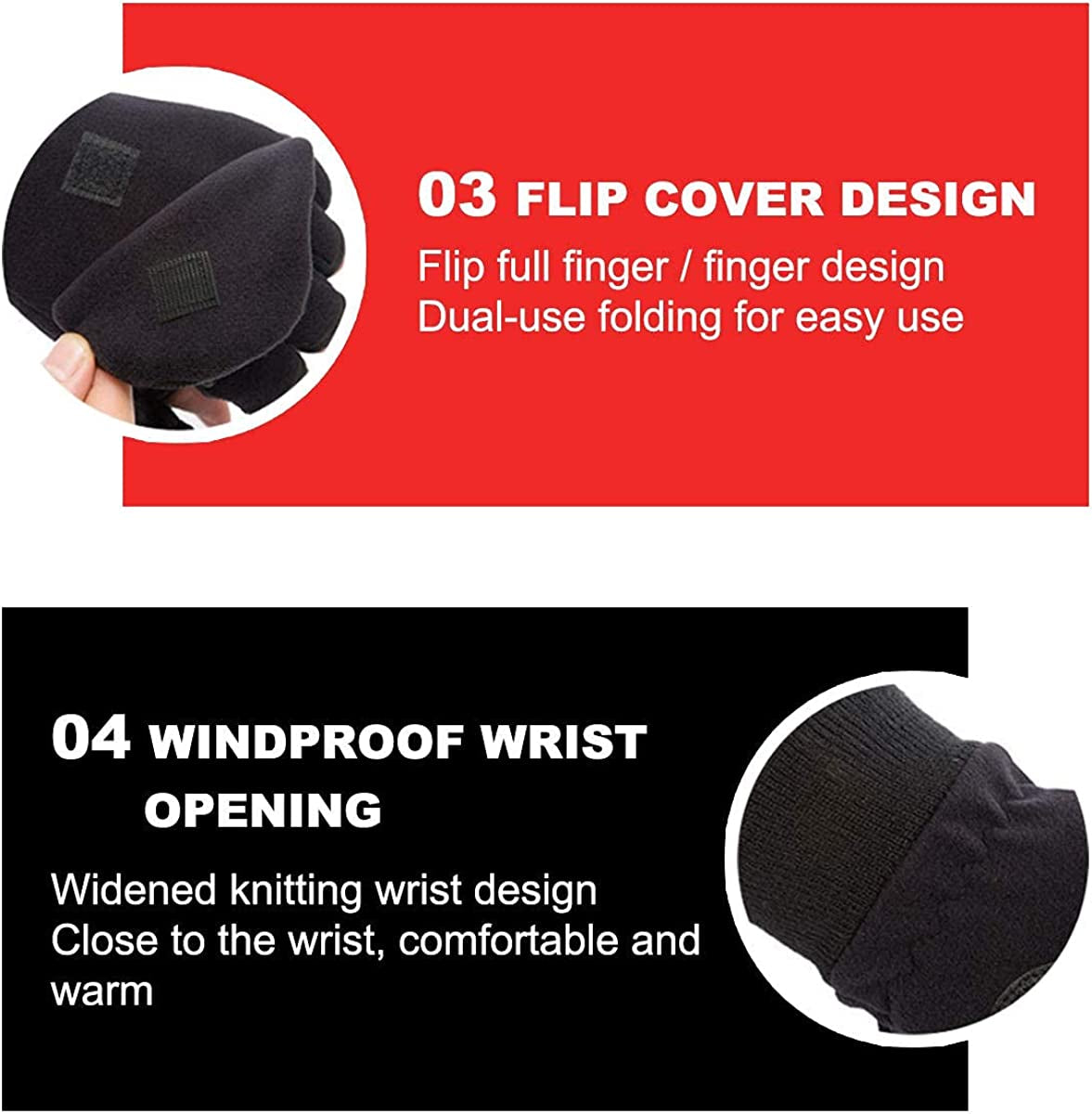 MINIDUO Outdoor Gloves Convertible Mittens Flip Fleece Fingerless Gloves [Windproof] for Men&Women Fishing, Cycling, Running in Cold Weather Apparel & Accessories > Clothing Accessories > Gloves & Mittens MINIDUO   
