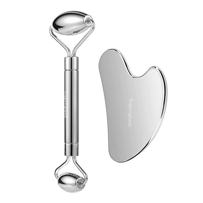 Supergiant Stainless Steel Face Roller and Gua Sha Set Facial Roller Massager Skin Care Roller Tools for Face Eyes Neck, Relieve Fine Lines and Wrinkles with Travel Pouch Health & Beauty > Personal Care > Cosmetics > Cosmetic Tools > Skin Care Tools Supergiant   