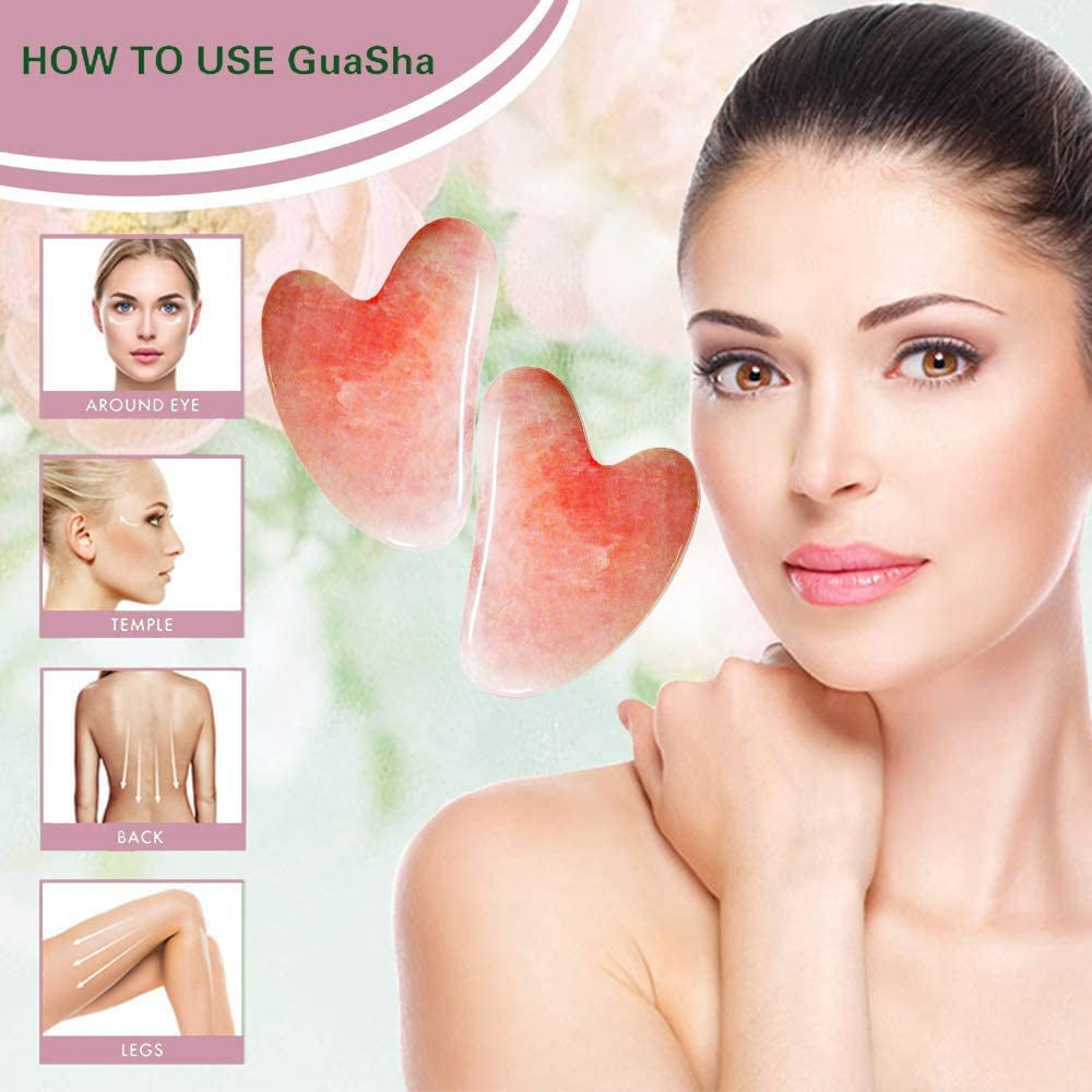 Gua Sha Massage Tool - 100% Natural Rose Quartz Heart Shape Jade Gua Sha Facial Tools for SPA Acupuncture Therapy Trigger Point Treatment, Gua Sha Stone for Back, Face, Foot (Pink Crystal Stone) Health & Beauty > Personal Care > Cosmetics > Cosmetic Tools > Skin Care Tools YY-INNOV   