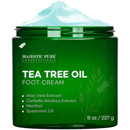 MAJESTIC PURE Athletes Foot Cream with Tea Tree Oil, Aloe & Spearmint - Hydrates, Softens & Conditions Dry Cracked Feet, Heel and Calluses,- Helps Soothe Irritated Skin - 8 Oz Health & Beauty > Personal Care > Foot Care MAJESTIC PURE   
