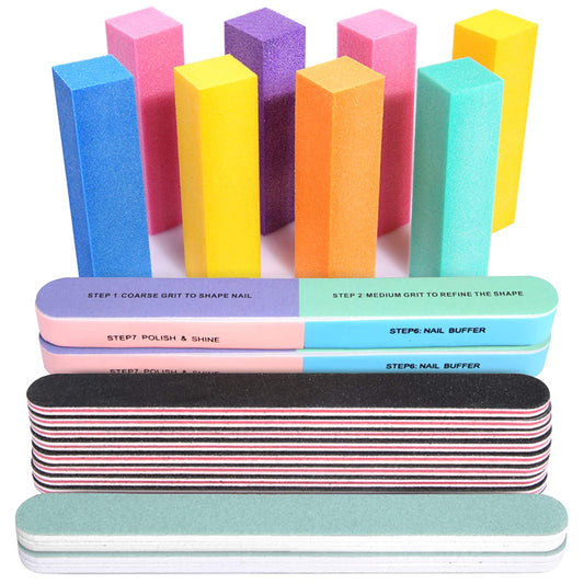 Nail Files and Buffers, FANDAMEI 20PCS Professional Manicure Tools Kit. Rectangular Nail Buffer Block & 100/180 Grit Nail File, 7 Way Nail File & Nail Polishing Buffer. Nail Care File Buffer Tool Health & Beauty > Personal Care > Cosmetics > Cosmetic Tools > Nail Tools FANDAMEI Black  