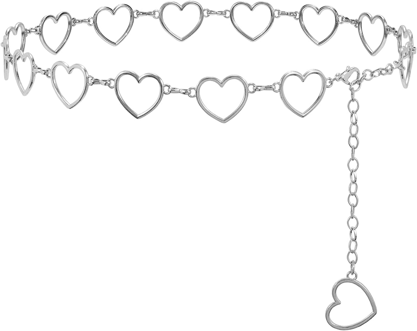 Metal Waist Chain Women Girls Adjustable Body Link Belts Fashion Belly Jewelry for Jeans Dresses Gold Apparel & Accessories > Jewelry > Body Jewelry WHIPPY 4-silver L: Fit for Waist up to 46 Inches 