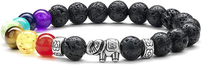 Gifts for Women Elephant Bracelet, 8Mm Natural White Howlite Bracelets for Women Men Stress Relief Yoga Bracelet Bead Bracelets for Women Elephant Gifts for Women Girls Apparel & Accessories > Jewelry > Bracelets M MOOHAM Chakra-2  