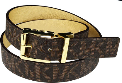 Michael Kors Womens Reversible MK Logo Gold Buckle Brown/Gold Belt Large Apparel & Accessories > Clothing Accessories > Belts Michael Kors   