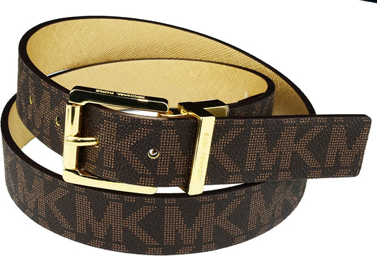 Michael Kors Womens Reversible MK Logo Gold Buckle Brown/Gold Belt Large Apparel & Accessories > Clothing Accessories > Belts Michael Kors   