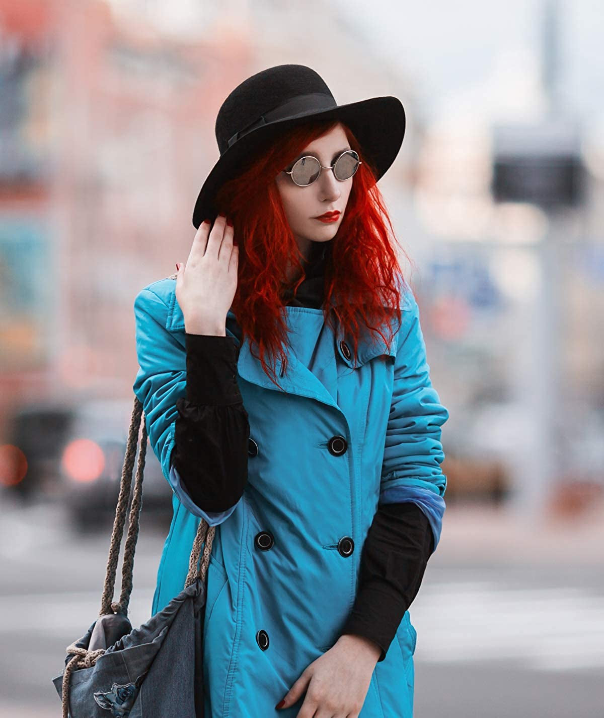JOYEBUY Women Lady Two Tone Wide Brim Panama Hat Patchwork Colors Classic Fedora Hat with Belt Buckle Apparel & Accessories > Clothing Accessories > Hats JOYEBUY   