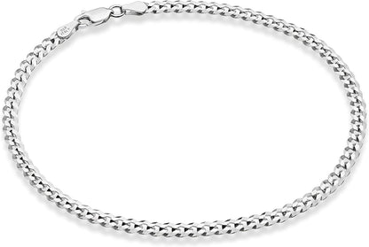 Miabella Solid 925 Sterling Silver Italian 3.5Mm Diamond Cut Cuban Link Curb Chain Anklet for Women, Made in Italy Apparel & Accessories > Jewelry > Anklets Miabella sterling silver Length 11 Inches (Large) 