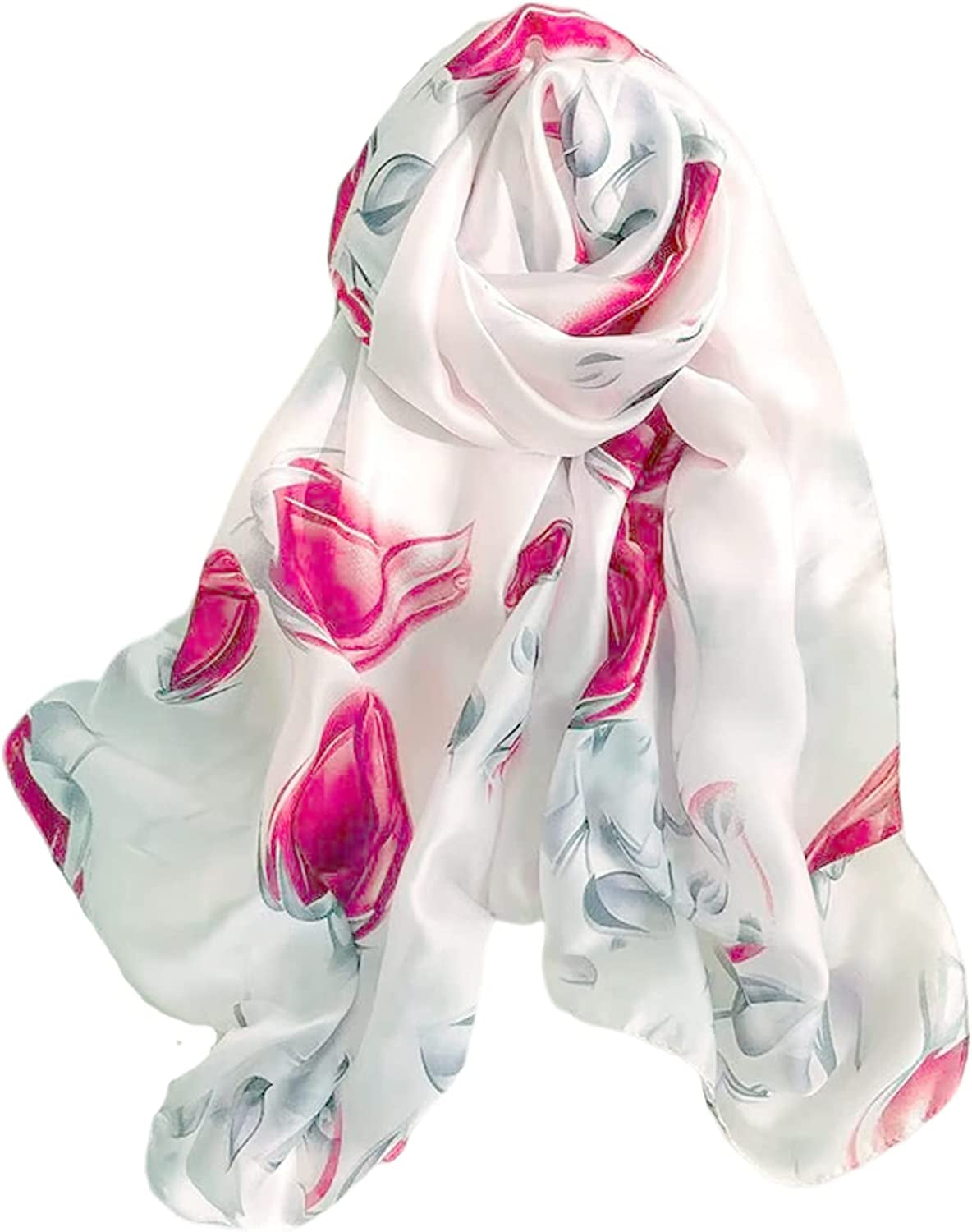 Fashion Scarves 100% Silk Felling Scarf Long Lightweight Sunscreen Shawls Wrap for Women Hair Scarves Apparel & Accessories > Clothing Accessories > Scarves & Shawls Aufeel Tender White  