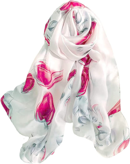 Fashion Scarves 100% Silk Felling Scarf Long Lightweight Sunscreen Shawls Wrap for Women Hair Scarves Apparel & Accessories > Clothing Accessories > Scarves & Shawls Aufeel Tender White  