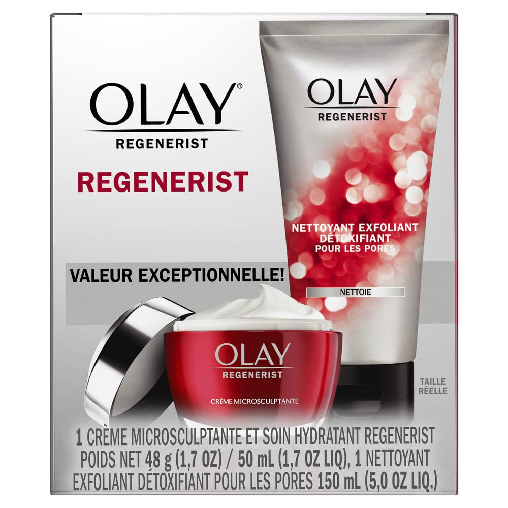 Face Wash by Olay Regenerist Advanced Anti-Aging Pore Scrub Cleanser (5.0 Oz) and Micro-Sculpting Face Moisturizer Cream (1.7 Oz) Skin Care Duo Pack, Total 6.7 Ounces Packaging May Vary Health & Beauty > Personal Care > Cosmetics > Cosmetic Tools > Skin Care Tools Olay   