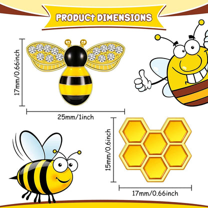 48 Pieces Enamel Bee Charms Set, Include 30 Pieces Rhinestone Jewelry Making Bee Pendant Charms and 18 Pieces Honeycomb Charms Pendants for Jewelry Making DIY Crafts