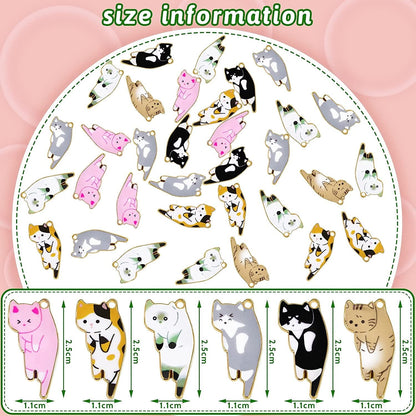 48 Pieces Enamel Cat Charms for Jewelry Making 6 Styles Cute Cat Charms Earring Necklace Bracelet Pendants Crafts
