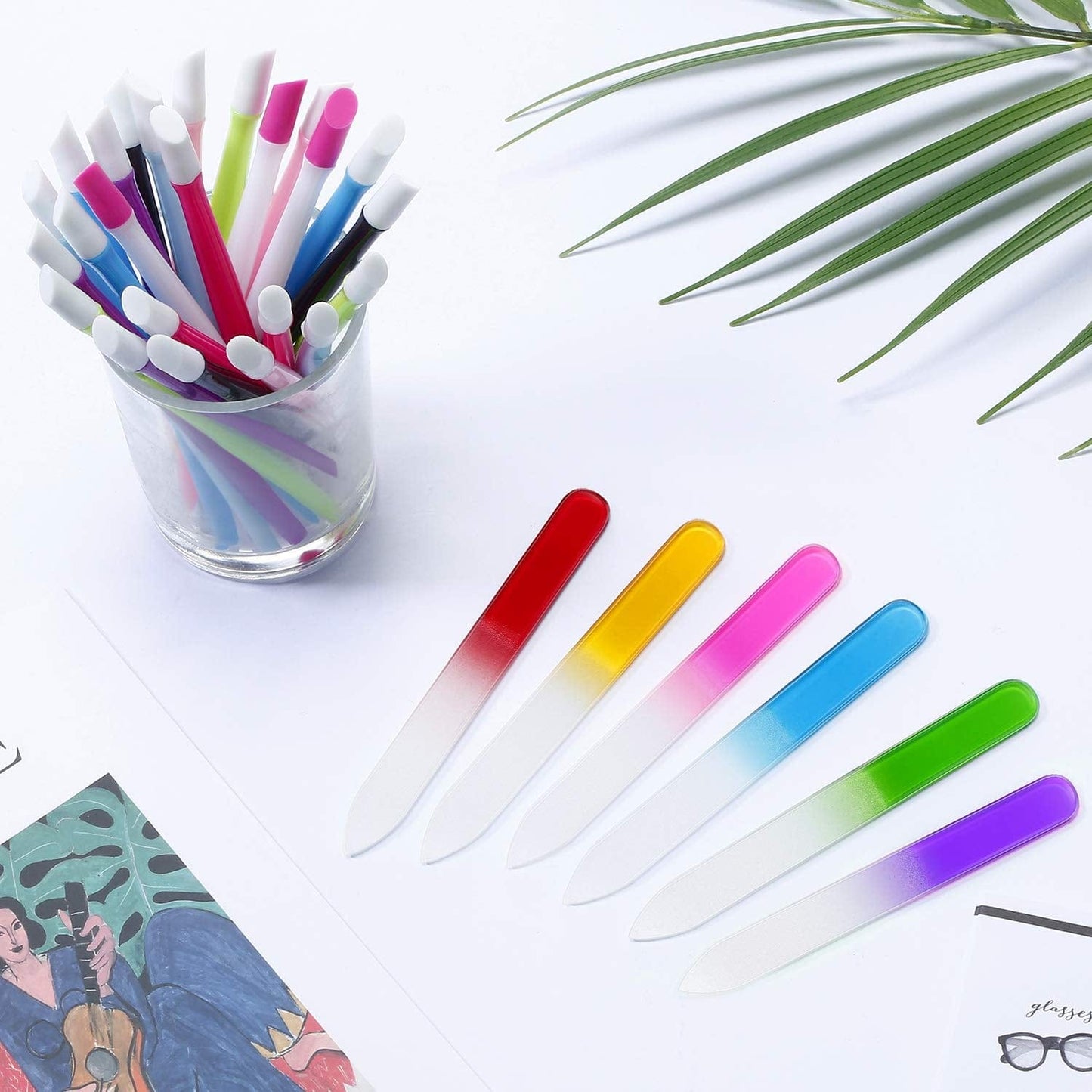 48 Pieces Nail Files Glass Nail Files Fingernail File Nail Care Manicure Tools Set Rubber Nail Cuticle Pusher, Gradient Rainbow Color Buffer Manicure for Women Men Natural Nail Health & Beauty > Personal Care > Cosmetics > Cosmetic Tools > Nail Tools Mudder   