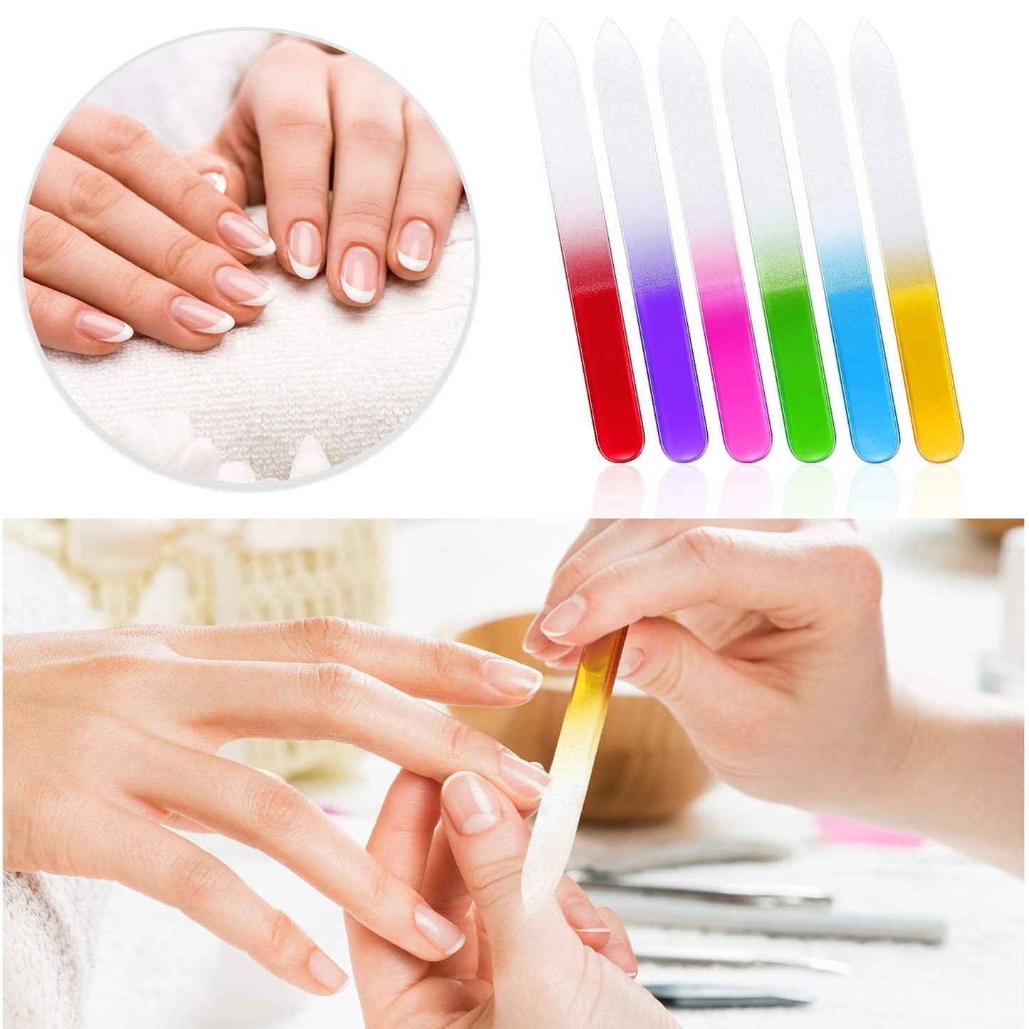 48 Pieces Nail Files Glass Nail Files Fingernail File Nail Care Manicure Tools Set Rubber Nail Cuticle Pusher, Gradient Rainbow Color Buffer Manicure for Women Men Natural Nail Health & Beauty > Personal Care > Cosmetics > Cosmetic Tools > Nail Tools Mudder   