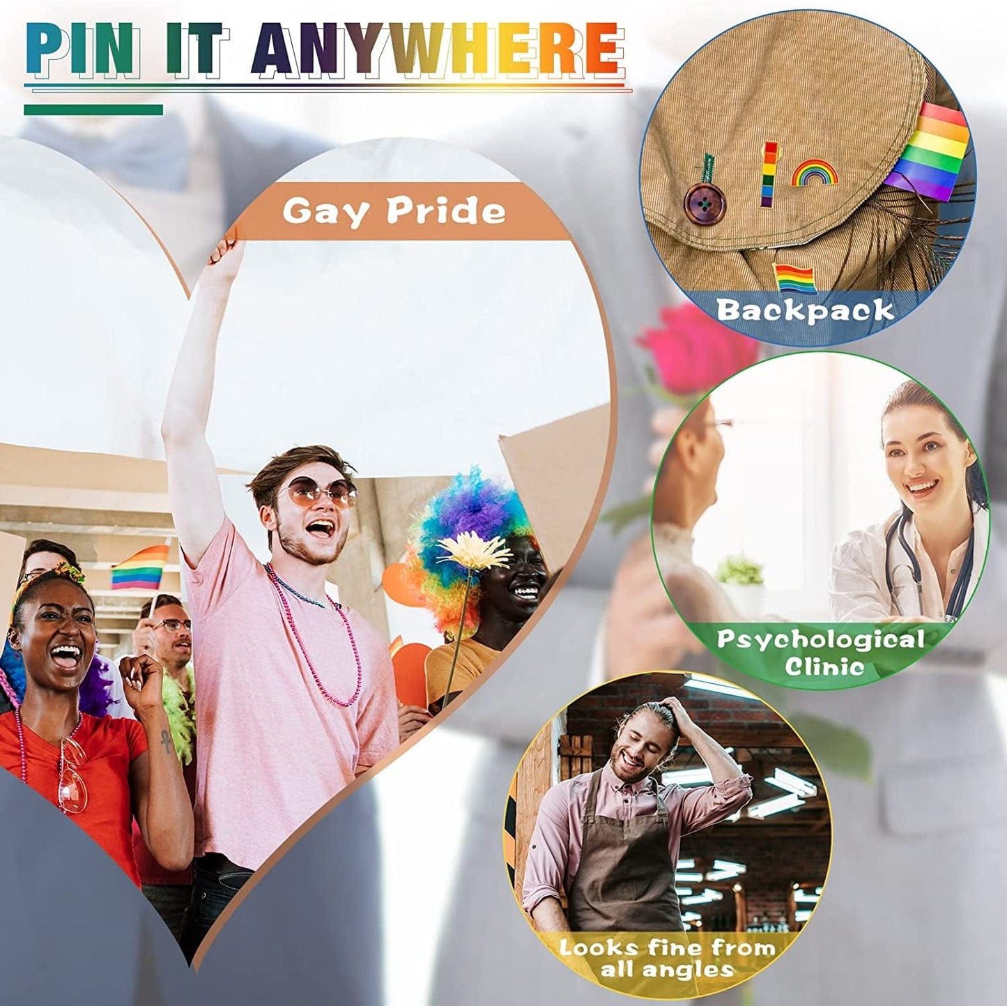 48 Pieces Pride Rainbow Pin Enamel Lapel Pins Handmade Brooch for Men Women Clothes Bag Decoration Christmas Gifts