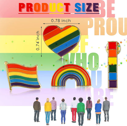 48 Pieces Pride Rainbow Pin Enamel Lapel Pins Handmade Brooch for Men Women Clothes Bag Decoration Christmas Gifts