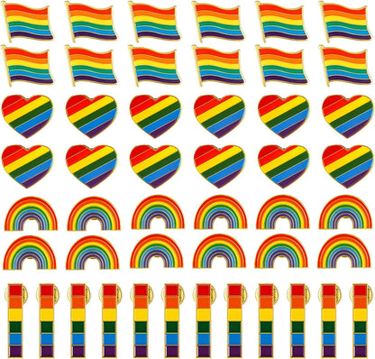 48 Pieces Pride Rainbow Pin Enamel Lapel Pins Handmade Brooch for Men Women Clothes Bag Decoration Christmas Gifts Strip, Rainbow