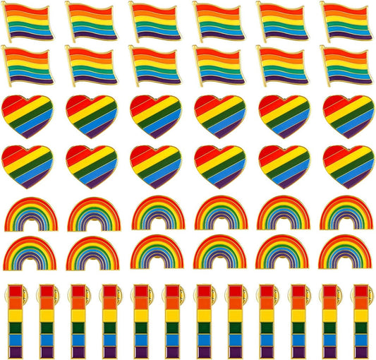 48 Pieces Pride Rainbow Pin Enamel Lapel Pins Handmade Brooch for Men Women Clothes Bag Decoration Christmas Gifts Strip, Rainbow