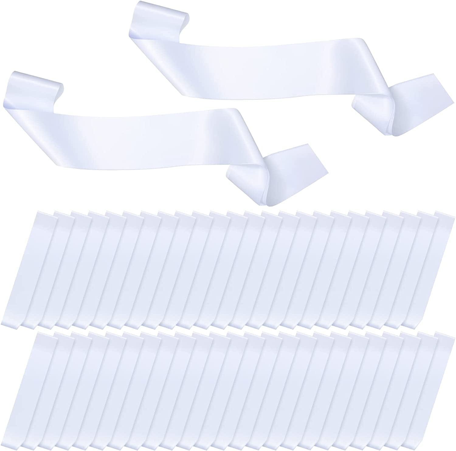 48 Pieces White Blank Satin Sashes Pageant Sashes Plain Sashes for DIY Wedding Halloween Christmas Party Graduation Baby Shower Birthday Party Decorations Apparel & Accessories > Clothing Accessories > Sashes Geyoga   