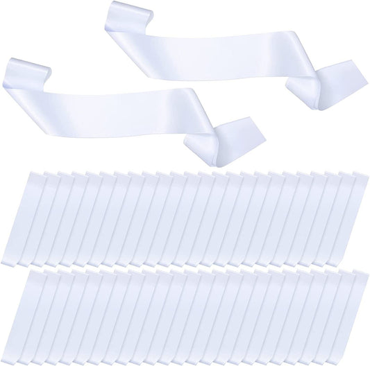 48 Pieces White Blank Satin Sashes Pageant Sashes Plain Sashes for DIY Wedding Halloween Christmas Party Graduation Baby Shower Birthday Party Decorations Apparel & Accessories > Clothing Accessories > Sashes Geyoga   