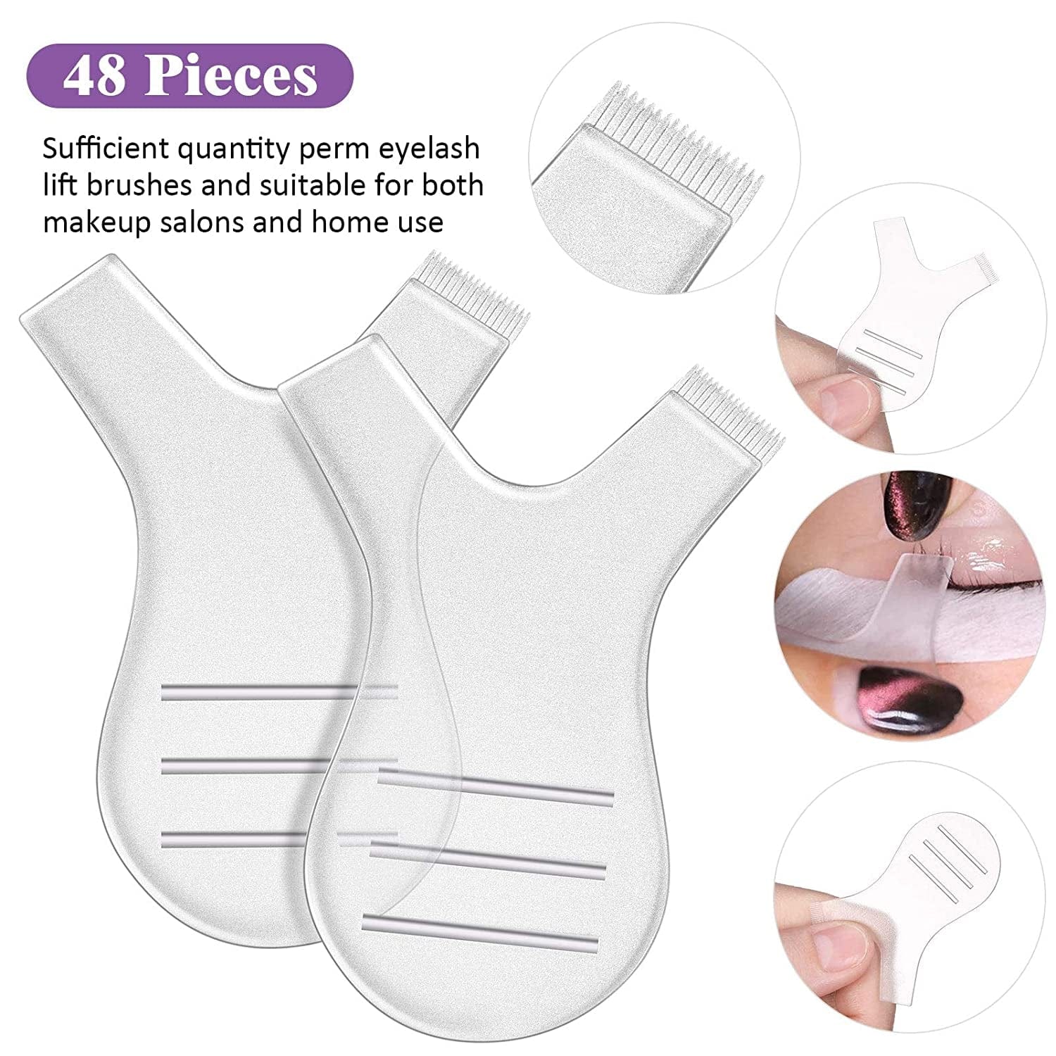 48 Pieces Y Shape Eyelash Brush Lash Perm Lift Brush Makeup Beauty Tool for Lash Grafting Eyelash Extension Cleanup Supplies (Transparent) Health & Beauty > Personal Care > Cosmetics > Cosmetic Tools > Makeup Tools Maitys   