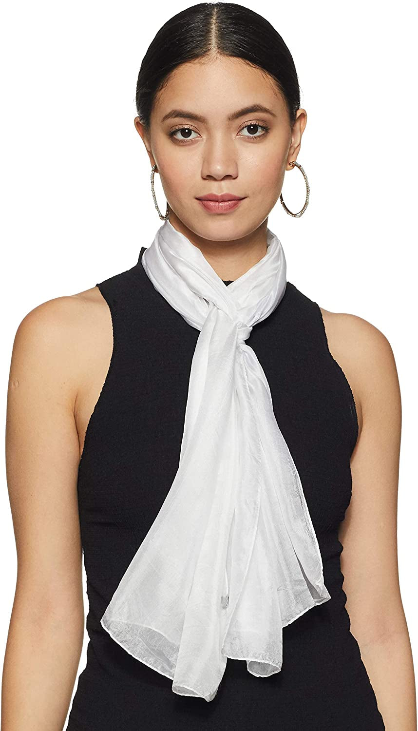 Stylore 100% Silk Scarf Long Lightweight Sunscreen Shawl Wrap Scarves Apparel & Accessories > Clothing Accessories > Scarves & Shawls Stylore White  