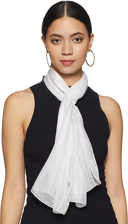 Stylore 100% Silk Scarf Long Lightweight Sunscreen Shawl Wrap Scarves Apparel & Accessories > Clothing Accessories > Scarves & Shawls Stylore White  