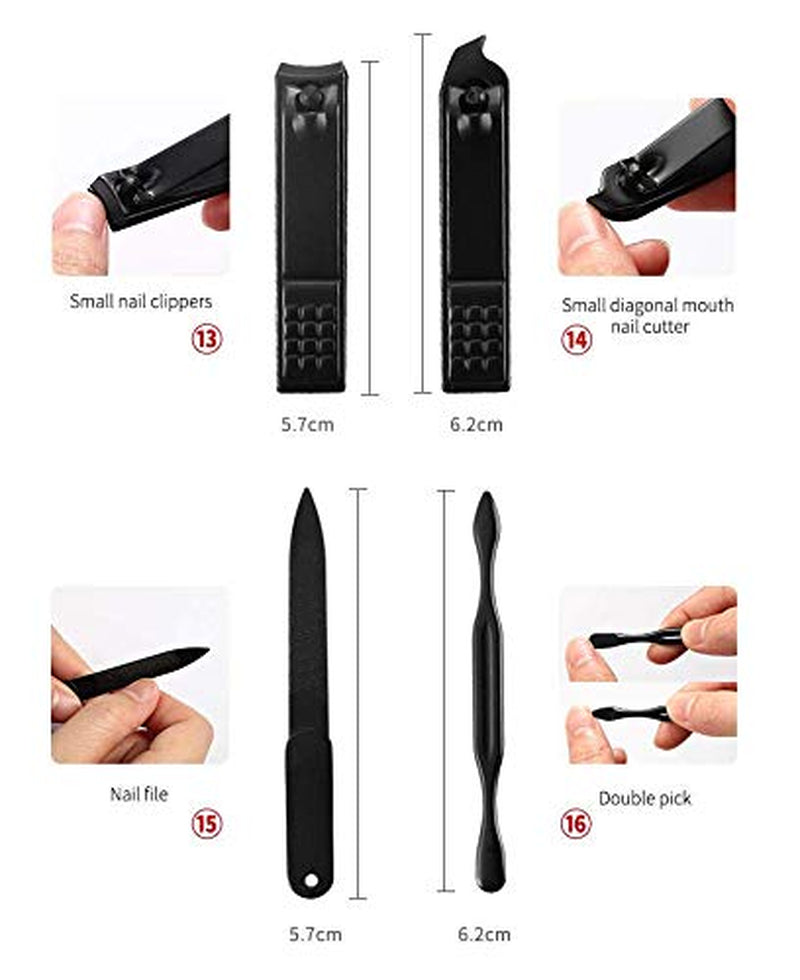 SAIXIFU (23-Pieces) Manicure Set: Professional Manicure Kit with 23 Items, Including Hand Care, Facial Care and Foot Care, Black Stainless Steel Complete Manicure and Pedicure Set Health & Beauty > Personal Care > Foot Care SAIXIFU   