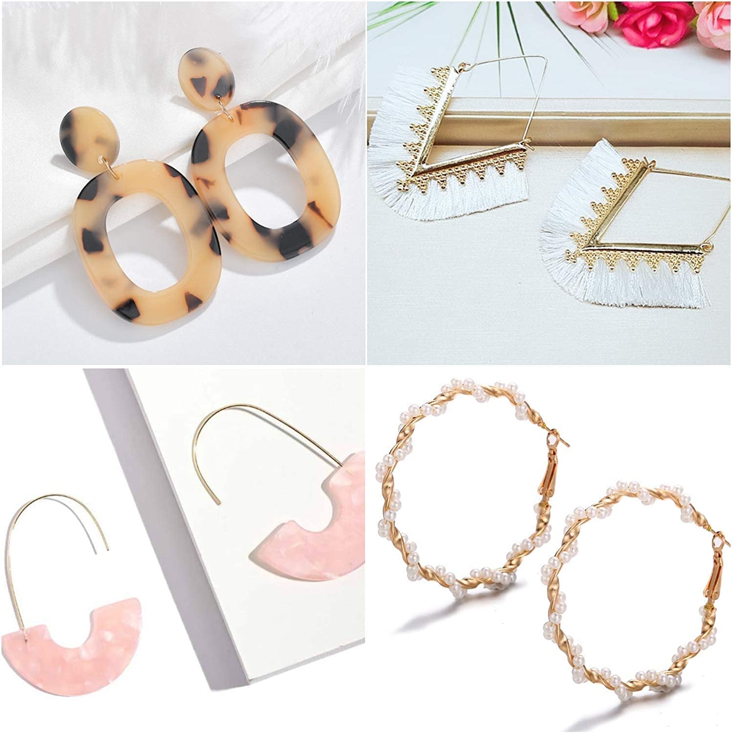 Earrings Set for Women Girls, Funtopia 61 Pairs Fashion Tassel Earrings Acrylic Hoop Stud Drop Dangle Earrings for Birthday Party Gift, Assorted Styles and Colors Apparel & Accessories > Jewelry > Earrings Funtopia   