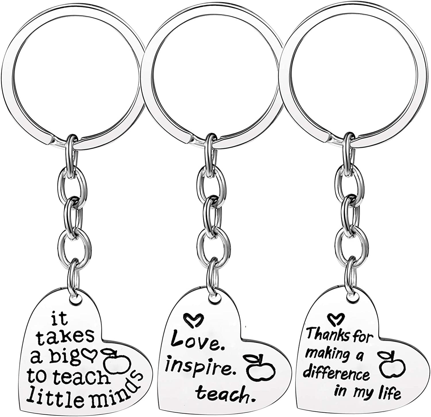 Pack of 3 Teacher Bangles Gifts for Teacher Open School Gifts for Teachers Thank You Bangle Bracelets Apparel & Accessories > Jewelry > Bracelets Nzztont 3PCs Keychain Heart Mixed Style 13  