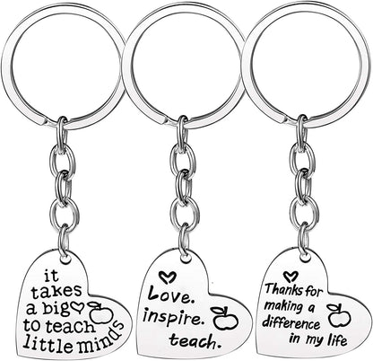 Pack of 3 Teacher Bangles Gifts for Teacher Open School Gifts for Teachers Thank You Bangle Bracelets Apparel & Accessories > Jewelry > Bracelets Nzztont 3PCs Keychain Heart Mixed Style 13  