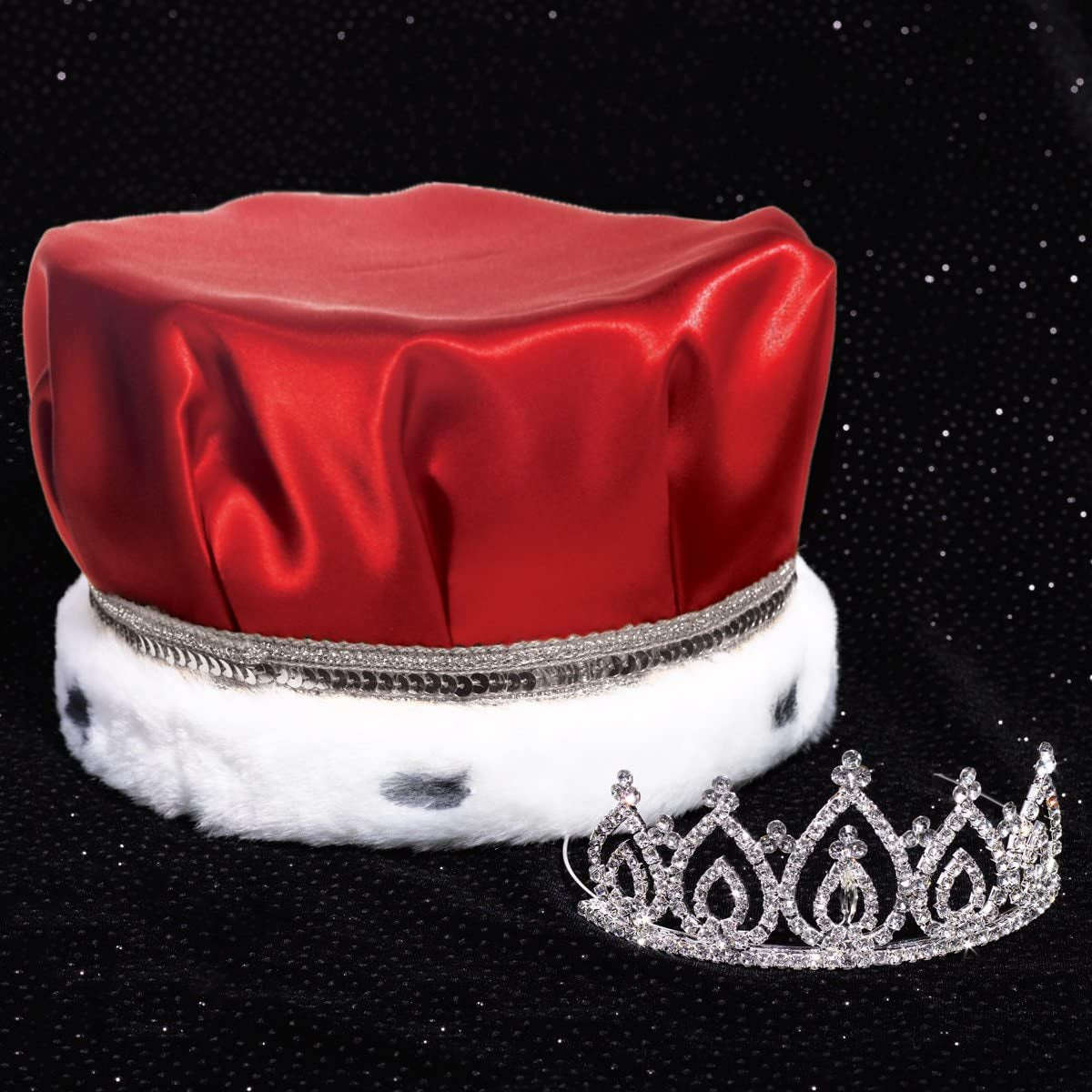 Satin Crown with Sequins and Becca Tiara Royalty Set Apparel & Accessories > Clothing Accessories > Sashes Anderson's Red/Silver/White Crown  