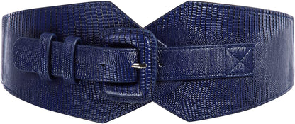 Grace Karin Wide Stretchy Vintage Waist Belt with Metal Buckle Muticolored CL409 Apparel & Accessories > Clothing Accessories > Belts GRACE KARIN Navy Blue-820 Small 