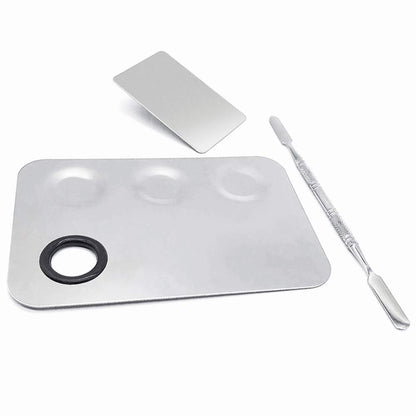 Cosmetic Palette with Mini Ring Palette and Spatula Set Tool 3-Wells Stainless Steel Mixing Makeup Palette Women Cosmetic Palette for Makeup Nail Art Accessories Pack of 3 Health & Beauty > Personal Care > Cosmetics > Cosmetic Tools > Makeup Tools Sumkyle   