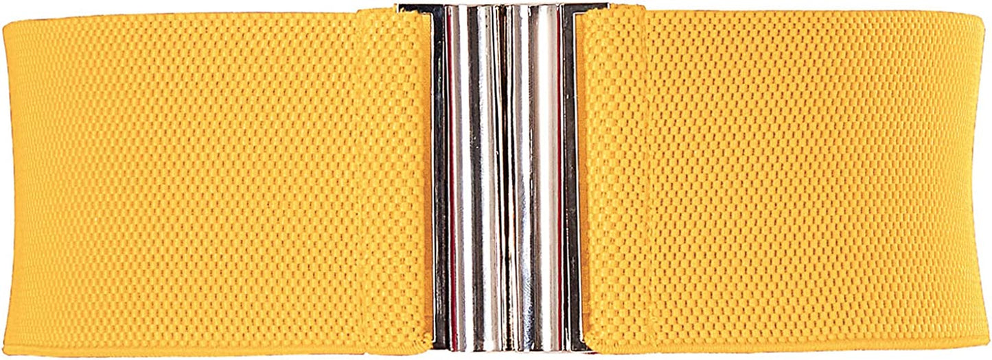 Grace Karin Wide Stretchy Vintage Waist Belt with Metal Buckle Muticolored CL409 Apparel & Accessories > Clothing Accessories > Belts GRACE KARIN Yellow Small 