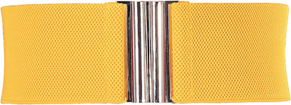 Grace Karin Wide Stretchy Vintage Waist Belt with Metal Buckle Muticolored CL409 Apparel & Accessories > Clothing Accessories > Belts GRACE KARIN Yellow Small 