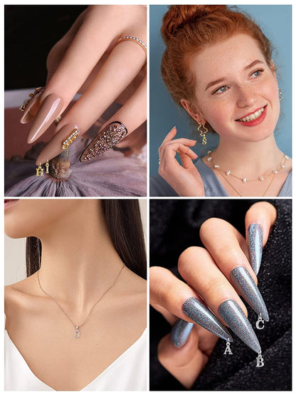 Kalolary Letter Dangle Nail Charm, 3D Piercing Alphabet Rhinestone Alloy Jewelry Hoops with Nail Piercing Tool Hand Drill for Birthday Nail Art Decoration Health & Beauty > Personal Care > Cosmetics > Cosmetic Tools > Nail Tools Kalolary   